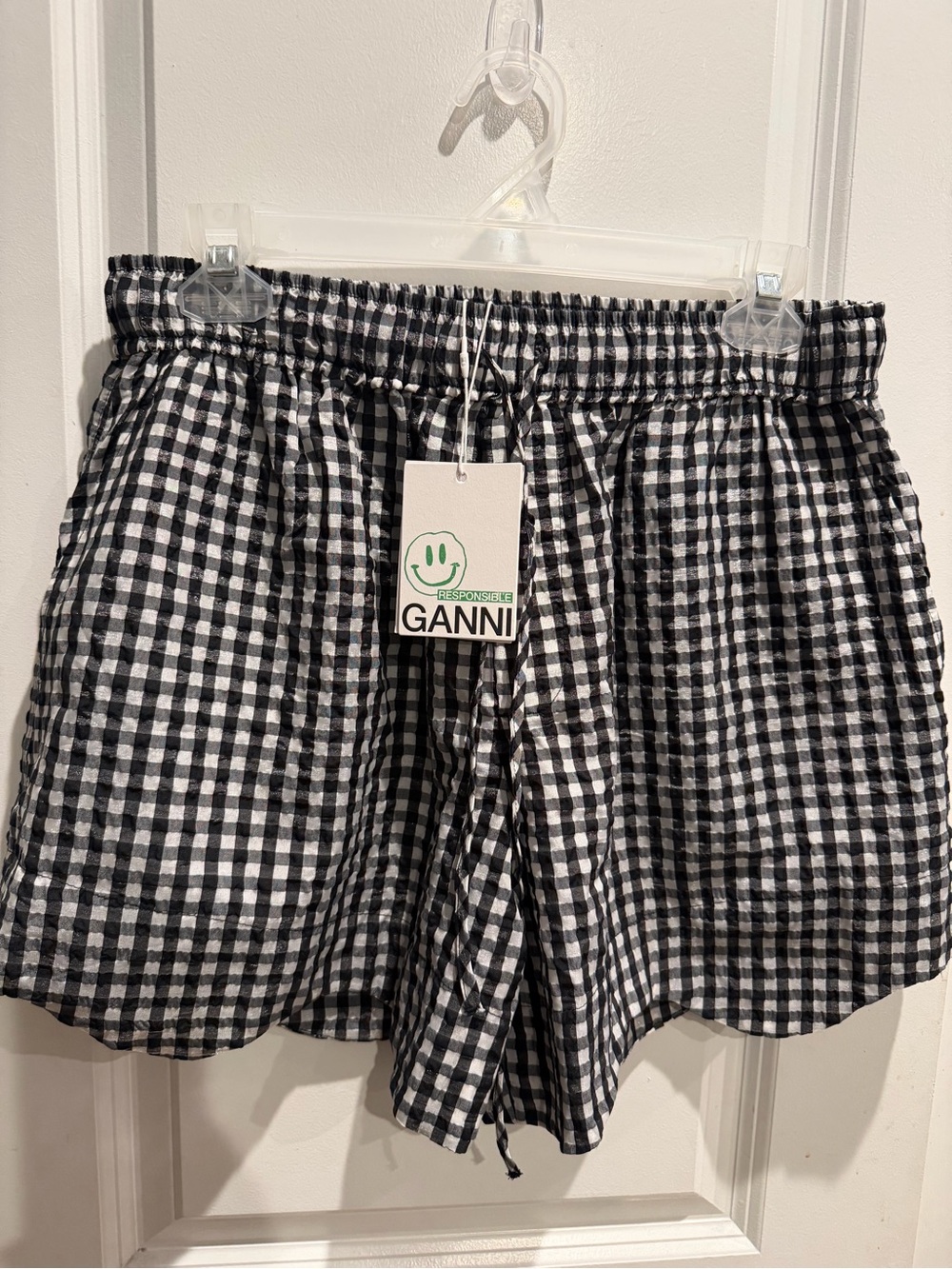 Ganni Gingham Seersucker Shorts -Size 40 - Picture 4 of 11